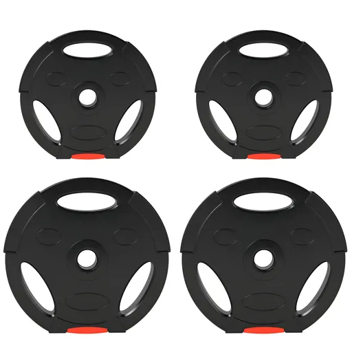 SPORTNOW Set Gantere cu 2 Discuri de 10 kg și 5 kg cu 3 Găuri, Gantere din Polipropilena și Nisip, Ø27x4,5 cm, Negru | Aosom Romania