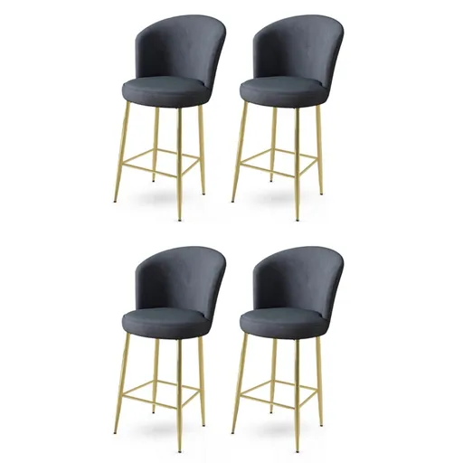 Set scaune  de bar 4 piese, Hanah Home, Fora, Antracit / Aur