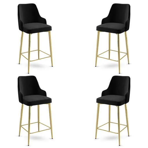 Set scaune  de bar 4 piese, Hanah Home, Enox, Negru