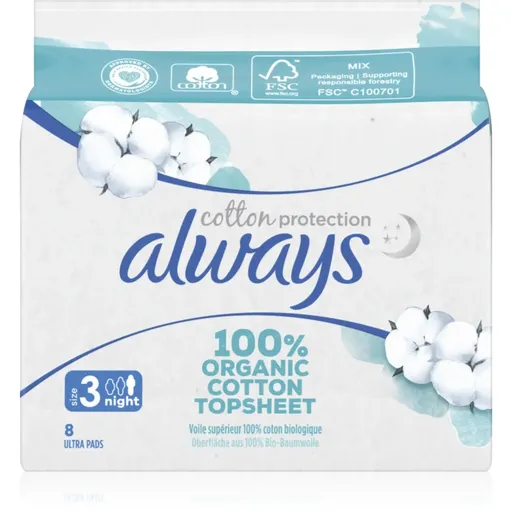 Always Cotton Protection Night absorbante fara parfum 8 buc