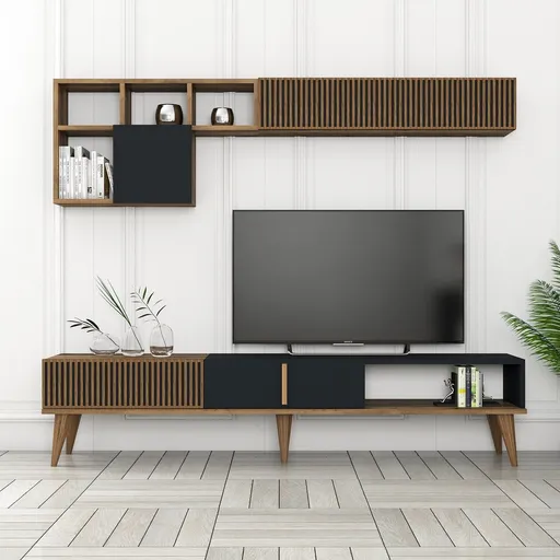 Comoda TV, Hanah Home, Milan TV, 180x40x35 cm, Nuc / Antracit
