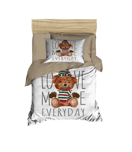 Lenjerie de pat pentru copii, L'essentiel Maison, PH195, Alb / Bej / Maro