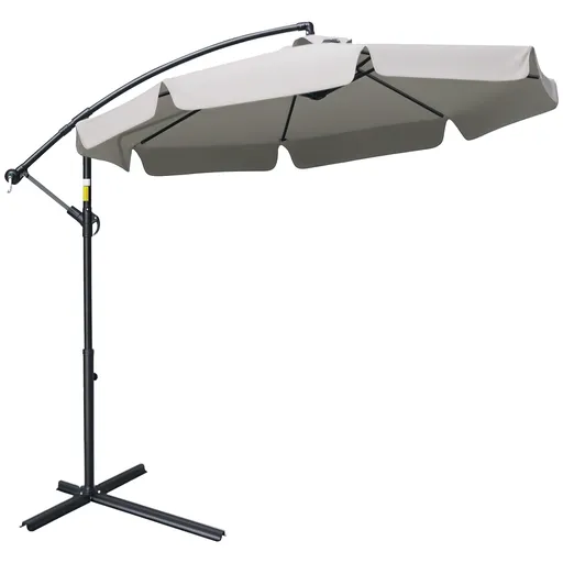 Outsunny Umbrelă de Soare pentru Grădină cu Braț și Deschidere cu Manivelă, Φ265x265 cm, Bej | Aosom Romania