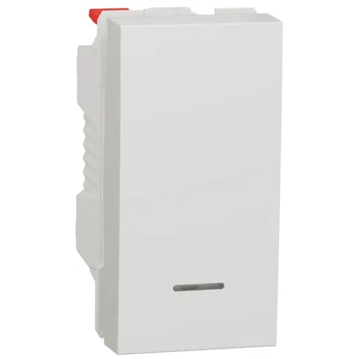 Intrerupator revenire 10A 1 modul indicator luminos Schneider Noua Unica NU310618N, alb
