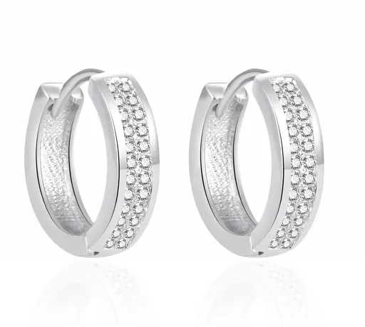 Agato Cercei rotunzi fermecători din argint cu zirconii transparente AGT-E059KW