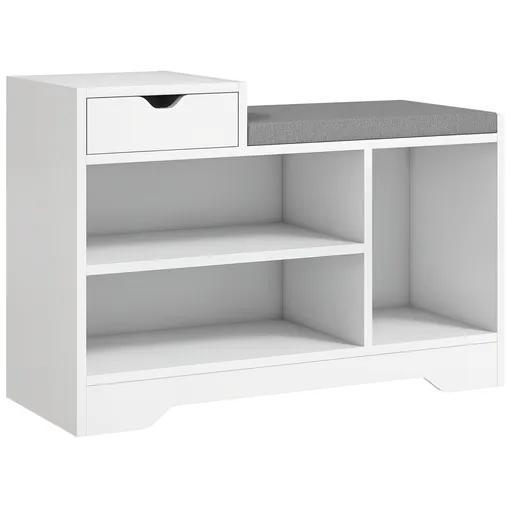 HOMCOM Mobilier și banc pentru pantofi 1 sertar și 3 compartimente, capacitate 5 perechi MDF, 76,5L x 30A x 52Î cm | Aosom Romania