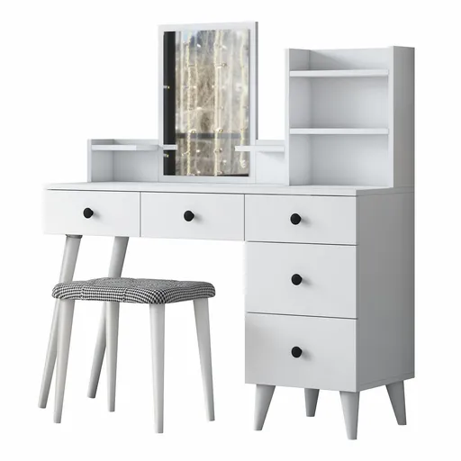 Masa de toaletă Bela White cu scaun