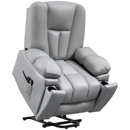 HOMCOM  Scaun Electric Rabatabil cu 8 Puncte de Masaj și Telecomandă, Fotoliu Modern din Microfibră, 94x96x106 cm, Gri | Aosom Romania