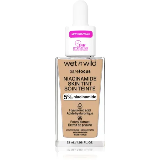 Wet n Wild BareFocus Niacinamide Skin Tint machiaj ușor de hidratare culoare Cream Beige (Warm) 32 ml