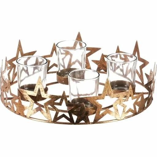 Suport lumânare de Advent Stele, auriu, metal,diametru 25 cm