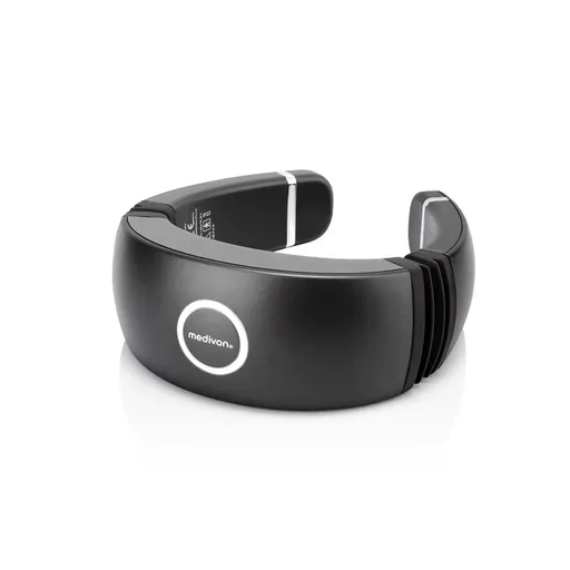 Aparat masaj pentru gat Medivon Smart EMS, Stimulare electromusculara, Reglabil 3D, 4 moduri, Telecomanda, Incalzire, Timer, Negru