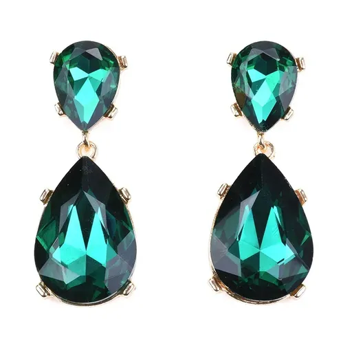 Cercei Eleganti Lacrima, Verde Smarald - 10629541