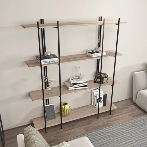 Corp biblioteca, Hanah Home, Moss, 160x180x29.6 cm, Stejar / Negru