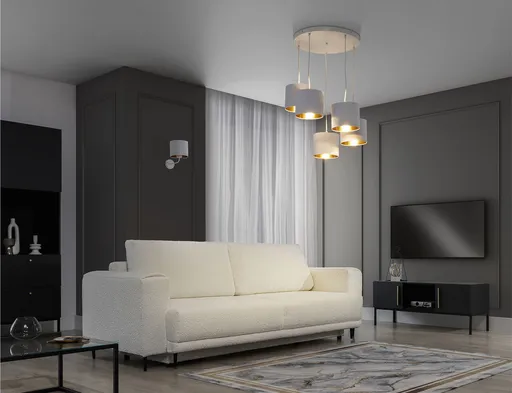 Lustra ELTAP, Vespillo, 58x115 cm, 5xE27, 15W, otel/PVC, alb/auriu