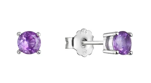 Evolution Group - Pavona Cercei din argint de tip știft cu ametist autentic 11483.3