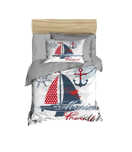 Lenjerie de pat pentru copii, L'essentiel Maison, PH164, Gri / Roșu / Alb