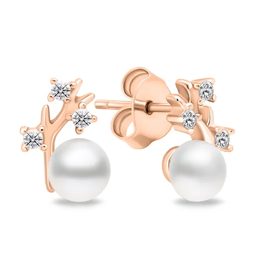 Brilio Silver Cercei unici bronz cu perle autentice EA622R