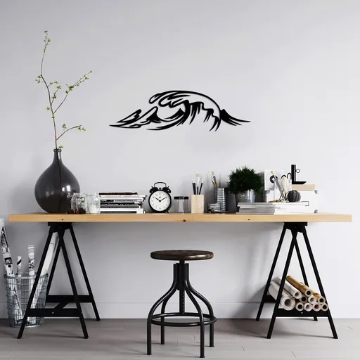 Decoratiune de perete, Wave, Dimensiune: 20 x 70 cm, Negru