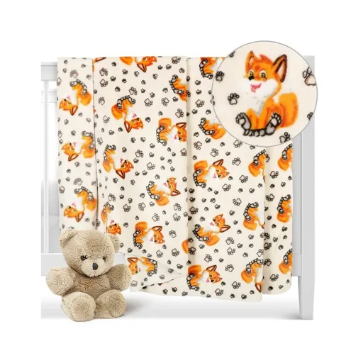 Bellatex Pătură pentru copii Ella Vulpeportocalie, albă, 100 x 150 cm