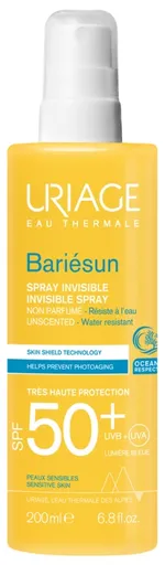 Uriage Spray de protecție solară neparfumat SPF 50+ Bariesun (Invisible Spray) 200 ml