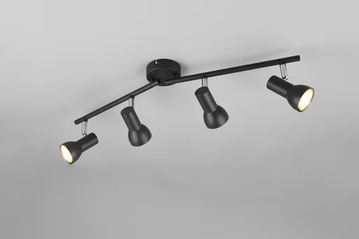 Plafoniera Cantar, RL NOW, 60.5x8x15.5 cm, 5W, 4x GU10, metal, negru mat