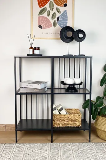 Bufet, Hanah Home, Sunny, 80x90x30 cm, Negru / Fume