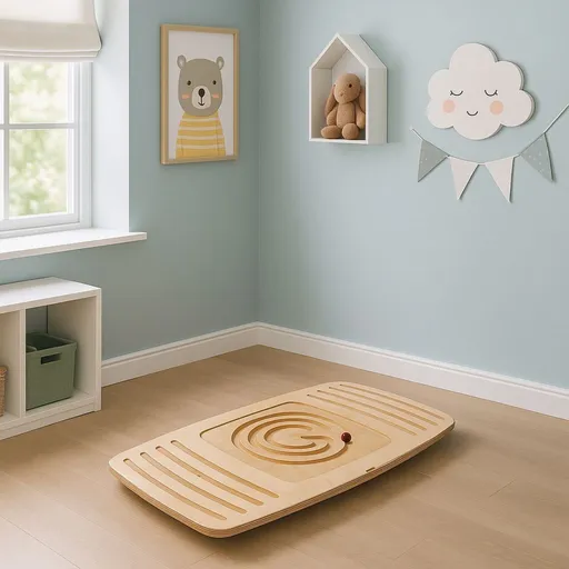 Placa de echilibru pentru copii, Hanah Home, BLTYZ-AKTV010, 59x10x35 cm, Stejar