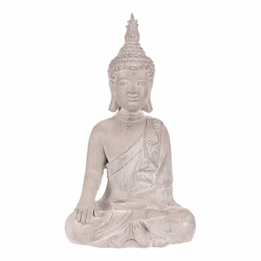 Decorațiune Statuie Buddha șezând, gri, poliresină, 30 x 22 x 54 cm