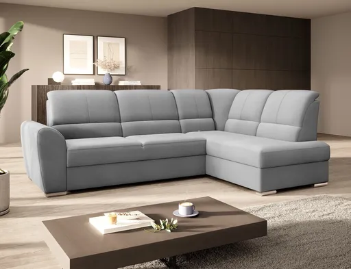 Coltar extensibil dreapta 3 locuri ELTAP, RT-03NU, Siber, 270x186x93 cm, lemn/poliester, gri deschis