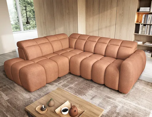 Coltar extensibil stanga 4 locuri ELTAP, LT-24XIL, Falconn, 258x208x107 cm, lemn/poliester, portocaliu