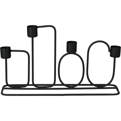 Suport de lumânări Tosca pentru 4 lumânări, negru ,  27 x 15,7 x 7 cm, negru