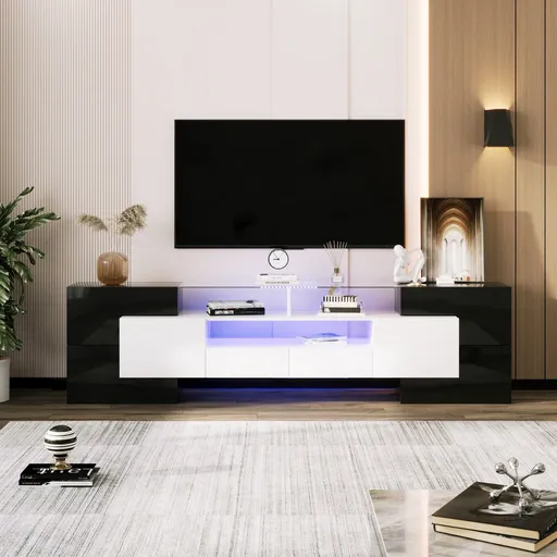 Mobilier TV, Negru+Alb | Aosom Romania