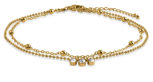 Troli Brățară dublă pentru picior placată cu aur cu zircon