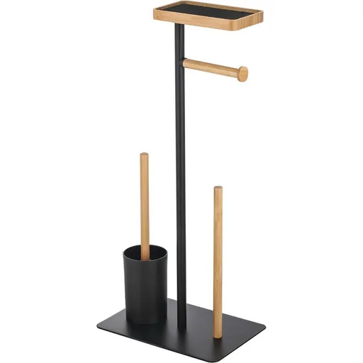 Suport pentru hârtie igienică cu perie și suport MSV Teiki 20 x 30 x 67 cm, negru