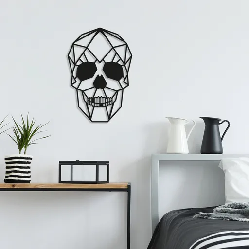 Decoratiune de perete, Skull, Dimensiune: 35 x 50 cm, Negru