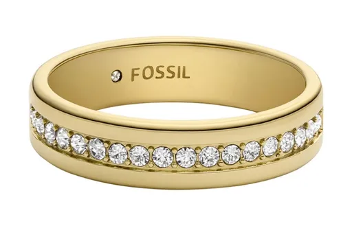 Fossil Inel placat cu aur cu zircon cubic Archival JOF01035710 52 mm
