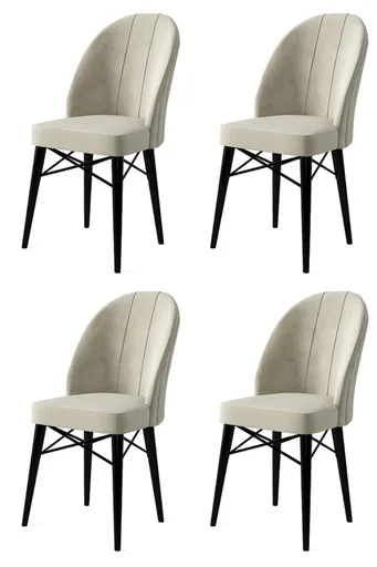 Set scaune 4 piese, Hanah Home, Ritim, Crem/Negru