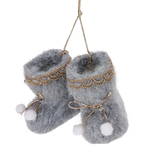 Decoratiune pentru brad Shoe Hanging v2, Excellent Houseware, 7.5x5x7 cm, poliester, gri