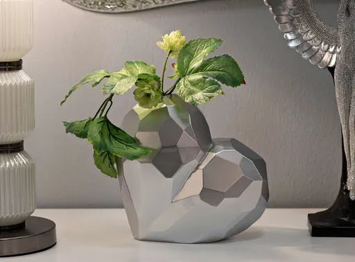 Vaza decorativa Heart, Mauro Ferretti, 19x9x18 cm, polirasina, argintiu