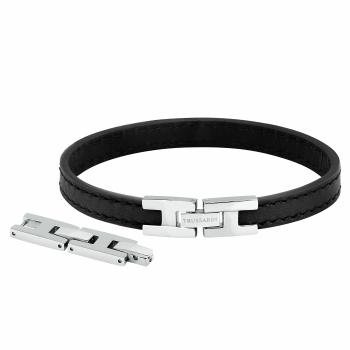 Trussardi Brățară neagră la modă T-Leather TJAXV20