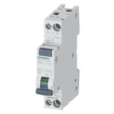 Disjunctor cu protectie diferentiala monofazica Siemens 5SV1316-6KK10, 10A, 30mA, curba B, RCBO, tip A, 4.5kA
