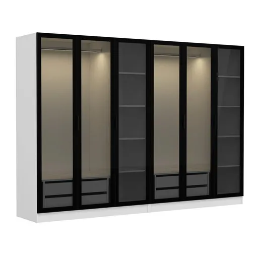 Dulap pentru haine, Hanah Home, Kale, 270x190x52 cm, Alb/Negru