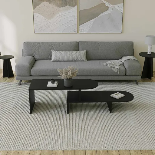 Set masute de cafea, Hanah Home, Puzzle, PAL, Negru