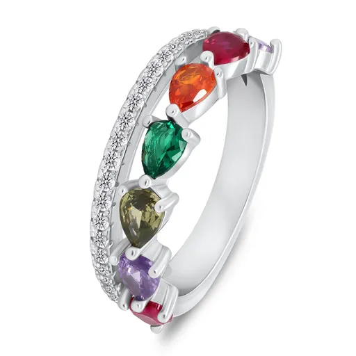 Brilio Silver Inel de argint cu zirconi colorați RI127W 52 mm