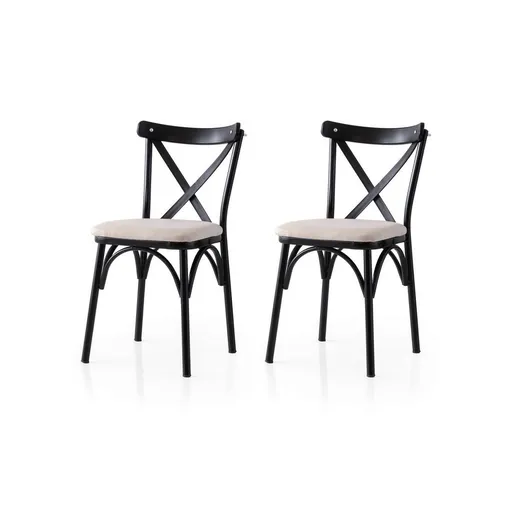 Set de scaune de sufragerie Ekol Cream and Black,2 buc, crem deschis