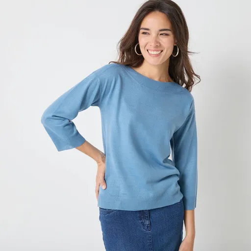 Pulover cu guler tip barcă și mâneci 7/8