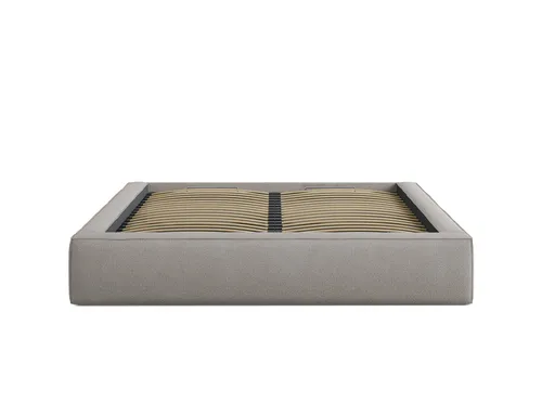 Pat tapitat cu somiera rabatabila si lada depozitare, 200x200 cm, Micadoni Home, Simon-206, tesatura boucle, gri deschis