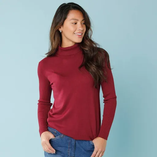Pulover cu guler înalt și nervuri pentru o siluetă mai mică