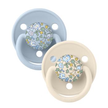 BIBS X LIBERTY De Lux dudlíky ze silikonu 2ks one size 0-3 roky - Ivory / Baby Blue