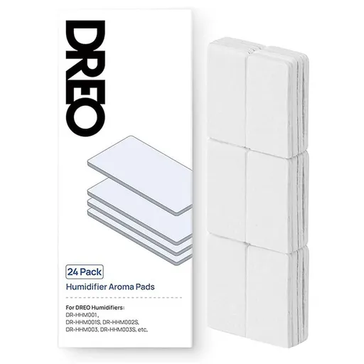 Tampoane aromatice pentru umidificatoare de aer DREO, 24 bucăți, bumbac natural, potrivite pentru utilizare cu uleiuri esențiale, albe